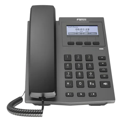 Teléfono IP empresarial para 2 lineas SIP con pantalla LCD 128 x 48 Px y conferencia de 3 vías, PoE