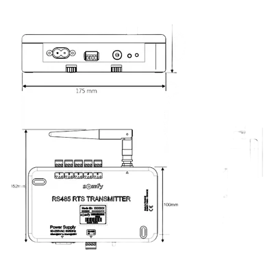 Interfaz de Control / 16 Grupos RTS / RS485 y 5 Contactos Secos / 433.42 MHz / IP20 / 90-255 V
