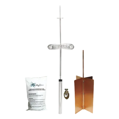 Kit de Protección Contra Rayos / Ángulo de Protección 72° / Mástil 1.2 m (3.9 ft) / Electrodo Rehilete / Mejorador de Suelo 11 kg / Instalación en Poste o Torre