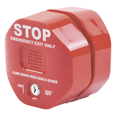 Alarma de Puerta Multifunción / Sirena 95/105 dB / Bocina Remota / Puertas Dobles / Uso Interior / Señal de Alto Visible / Programable 30 seg, 3 min o Indefinido