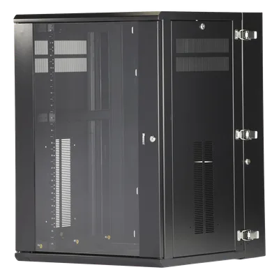 Gabinete de Montaje en Pared / 19in / 18 UR / 635mm (2.08ft) Profundidad / Ventana de Seguridad / 300 lb (136.1 kg) Carga / Acero Negro