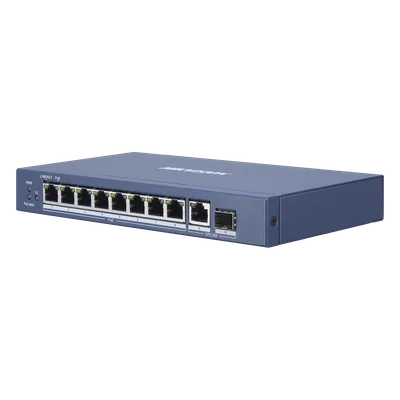 Switch Gigabit PoE+ / No Administrable / 8 Puertos 1000 Mbps PoE+ / 1 Puerto 1000 Mbps de Uplink + 1 Puerto SFP / 110 Watts