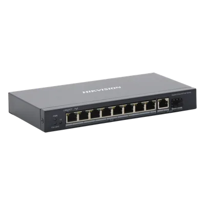 Switch Gigabit PoE+ / No Administrable / 8 Puertos 1000 Mbps PoE+ / 1 Puerto 1000 Mbps de Uplink + 1 Puerto SFP / 110 Watts