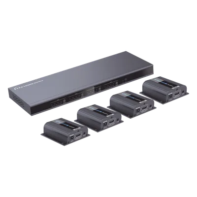 MATRICIAL Y EXTENSOR DE VIDEO HDMI 4 x 4 / 4 Entradas HDMI / 4 Salidas HDMI Loop / 4 Salidas RJ45 para Extender la señal 40 metros por salida  /  1080 @ 60Hz / Conmutación por RS232, Control Remoto o 