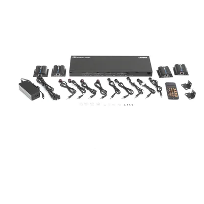 MATRICIAL Y EXTENSOR DE VIDEO HDMI 4 x 4 / 4 Entradas HDMI / 4 Salidas HDMI Loop / 4 Salidas RJ45 para Extender la señal 40 metros por salida / 1080 @ 60Hz / Conmutación por RS232, Control Remoto o