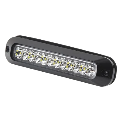 Luz Auxiliar LED / 12 LEDs Ultra Brillantes / Rojo/Blanco / 70 Patrones de Destello / 12-24 VCC / SAE J595 Clase I / 157 mm (6.2 in) x 20 mm (0.8 in) x 35 mm (1.4 in)