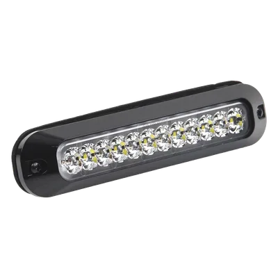 Luz Auxiliar LED / 12 LEDs Ultra Brillantes / Rojo/Blanco / 70 Patrones de Destello / 12-24 VCC / SAE J595 Clase I / 157 mm (6.2 in) x 20 mm (0.8 in) x 35 mm (1.4 in)