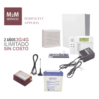 Kit de Alarma Híbrida / Panel 48 Zonas / Comunicador 4G LTE-M/5G / Sirena 15 W / 2 Años de Datos Incluidos