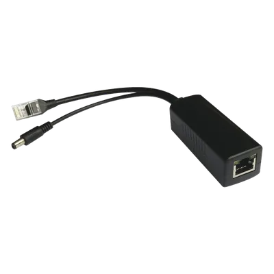 Divisor PoE Pasivo / 48-55 Vcc a 12 Vcc / 2 A / 10/100 Mbps / Alcance 120 m (393.7 ft) / Aislado / IEEE 802.3af