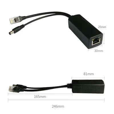 Divisor PoE Pasivo / 48-55 Vcc a 12 Vcc / 2 A / 10/100 Mbps / Alcance 120 m (393.7 ft) / Aislado / IEEE 802.3af