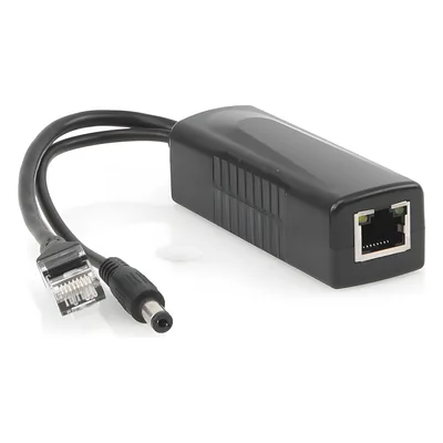 Divisor PoE Pasivo / 48-55 Vcc a 12 Vcc / 2 A / 10/100 Mbps / Alcance 120 m (393.7 ft) / Aislado / IEEE 802.3af
