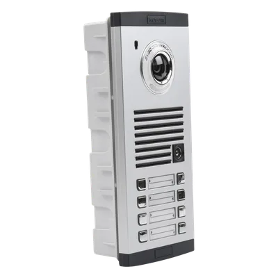 Frente de calle para 8 Apartamentos, compatible con monitores de 4 hilos, expandible a 20 o 32 deptos.