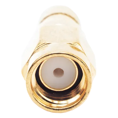 Conector SMA Macho Inverso / Anillo Plegable / Cables RG-8/X, LMR-240, Belden 9258 / Cuerpo Bronce Oro / Aislante Teflón