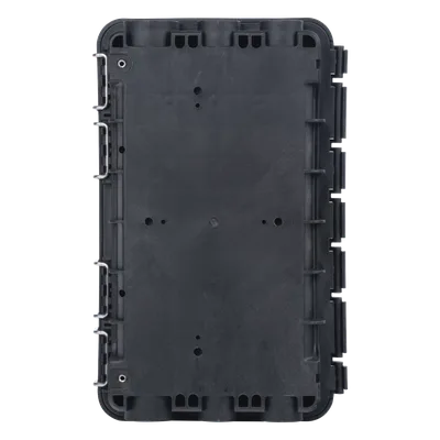 Caja de Distribución de Fibra Óptica / 96 Empalmes / IP65 Exterior / 4 Charolas / Polipropileno + Fibra de Vidrio UV / 2 Entradas 8-20mm y 5-16mm