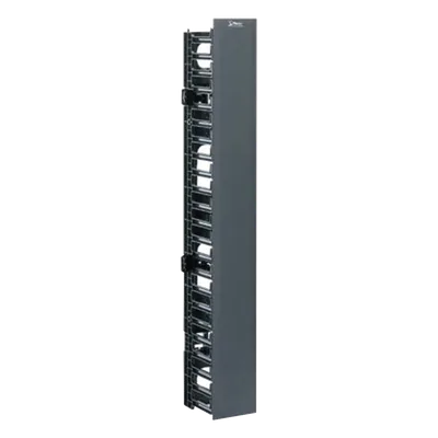 Organizador de Cable Vertical / 45 Espacios de Rack / 6.9 pies de Alto / 131 Cables CAT6 / Frontal Sencillo / ABS Negro