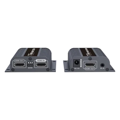 Kit Extensor HDMI para distancias de 50 metros / Soporta resoluciones 720 y 1080P @ 60 Hz / Cat 6, 6a y 7 / Salida Loop en el Tx para visualización local / Configuración EDID / Soporta control remoto
