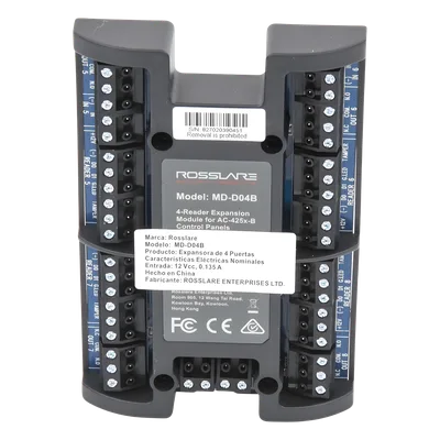 Módulo Expansor de Control de Acceso / 4 Puertos Wiegand / 4 Salidas Relé 5A NA/NC/COM / Comunicación Supervisada / 12 VCC / Diseño Compacto