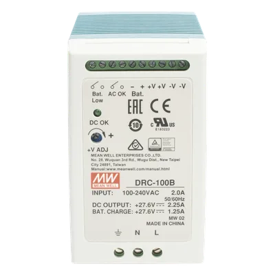 Fuente de poder con cargador de batería / Riel DIN / 24V / 100W / 2.25A / UL 508 / 2.16 x 3.54 x 3.94 pulgadas