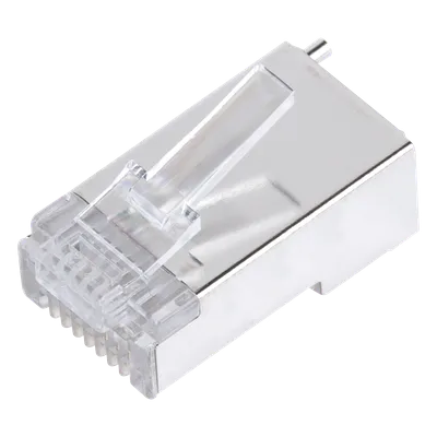 Plug Modular RJ45 Cat5e Blindado / 100 Piezas / Chapado Oro 30μ / Pin Tierra / 24AWG