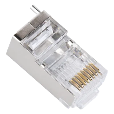 Plug Modular RJ45 Cat5e Blindado / 100 Piezas / Chapado Oro 30μ / Pin Tierra / 24AWG