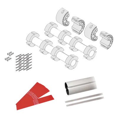 Kit de Mástil para Barrera Vehicular / 8 m (26.2 ft) / 2 Secciones Tubulares 4 m (13.1 ft) / Junta Telescópica / Tiras Reflectantes