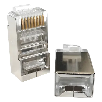 Conector RJ45 / Blindado / Categoría 5E / Chapado en Oro 30µ / Sin Pin a Tierra / T568A/T568B