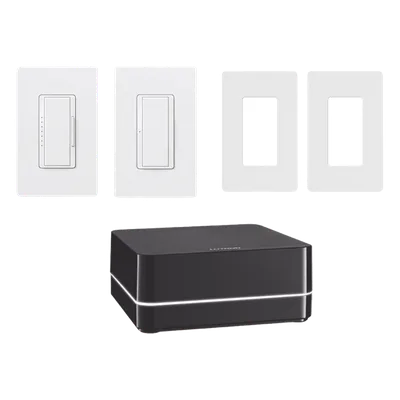 Kit de Control de Iluminación / Repetidor Principal / Atenuador 600 W / Interruptor 8 A / 2 Placas Claro / App y Asistentes de Voz