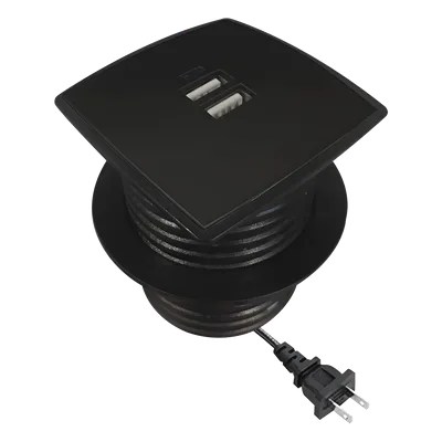 Caja Cuadrada Multy USB / 2 Puertos USB 5V/2A / Cable 1.5m (4.9 ft) / ABS V0 Ignífugo / NOM-ROHS-UL94