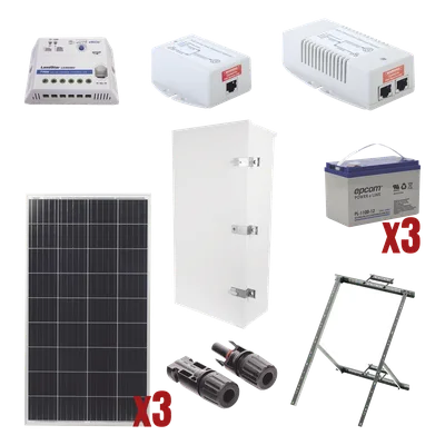 Kit Solar de 35 W con PoE 802.3af y PoE Pasivo 24 Vcc para una Cámara IP y un Radio Ubiquiti airMAX o Cambium ePMP.