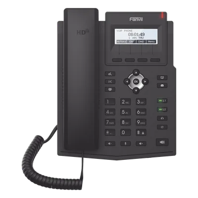 Teléfono IP / 2 Líneas SIP / Pantalla LCD 128x48 / Audio HD G.722 y Opus / Conferencia 3 Vías / PoE 802.3af / OpenVPN / Soporte EHS
