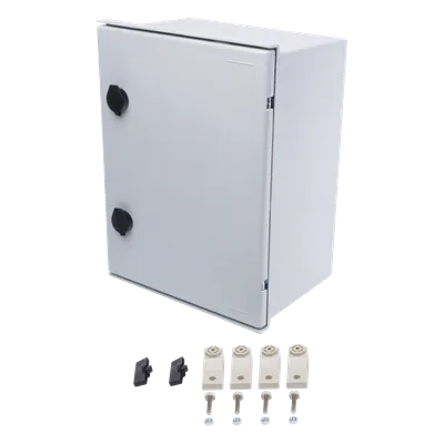 Gabinete de Poliéster / IP65 / 300 x 400 x 200 mm / Carga 30 kg / Placa Trasera Incluida / Cerradura con Llave