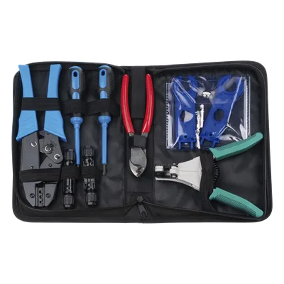 Kit de Herramientas para Instalación Solar / 13 Piezas / Conectores MC4 / Pelacable 2.5-6 mm² / Estuche Organizador