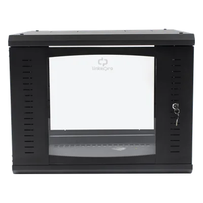Gabinete de Pared Abatible / Rack 19" 9U / Cristal Templado / Carga 45 kg / Ventilación Preparada