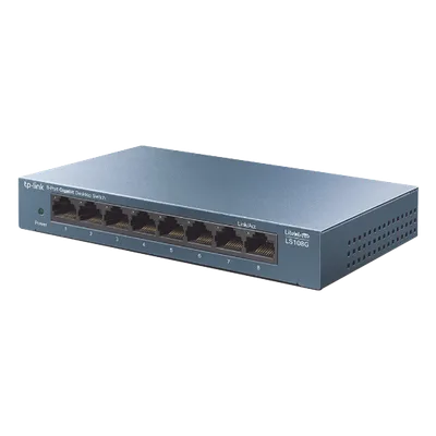 Switch de Escritorio / 8 Puertos Gigabit 10/100/1000 Mbps / Carcasa Metálica / Green Ethernet / Plug-and-Play