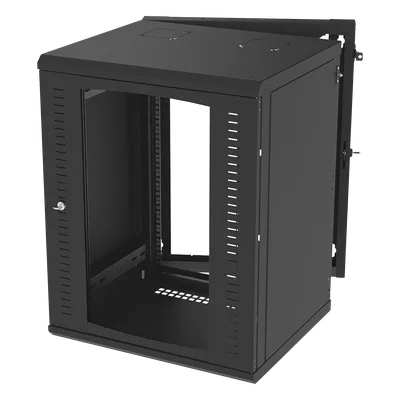 Gabinete de Pared Abatible / Rack 19" 16U / Cristal Templado / Carga 70 kg / Ventilación Opcional