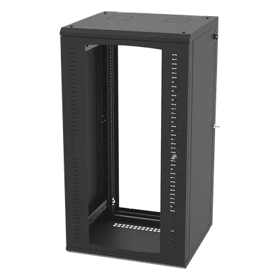 Gabinete Abatible de Pared (Con Marco Trasero) con Rack 19" de 24 Unidades. Ventana de Cristal Templado.