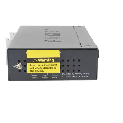 Convertidor de Medios Industrial PoE+ / 1000BASE-LX a 10/100/1000BASE-T / 802.3at / SC Monomodo / 20 km / -40 a 75 °C / IP30 DIN
