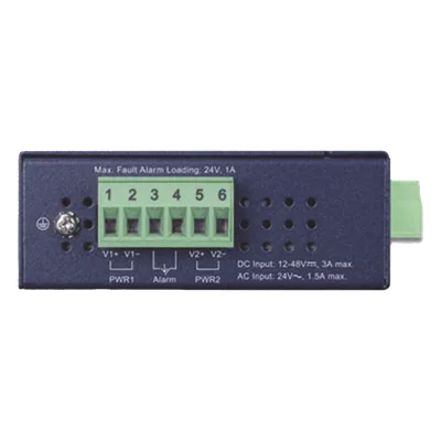 Convertidor de Medios Industrial PoE+ / 1000BASE-LX a 10/100/1000BASE-T / 802.3at / SC Monomodo / 20 km / -40 a 75 °C / IP30 DIN