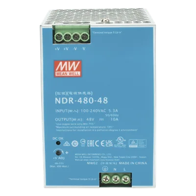 Fuente de Poder Industrial / 480W / 48 Vcc / 10A / Riel DIN / 100-240 Vca / 3.35 x 4.93 x 5.04 in
