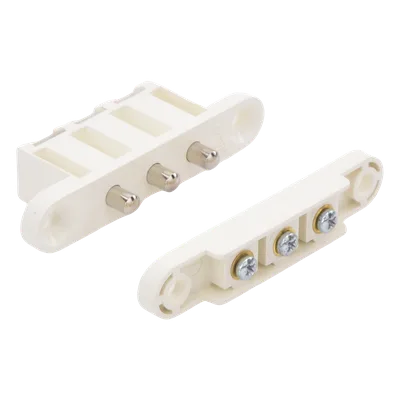 Contacto de transferencia / 3 pines / 1.5 A / 13 x 71 mm / Latón niquelado / Acabado blanco / 1/2' x 2-3/4'