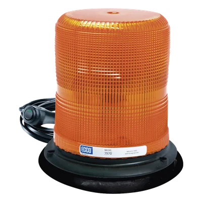 Baliza LED de Advertencia / 7 Pulgadas / Ámbar / SAE Clase I / 11 Patrones de Destello / 12-24 VDC / Montaje Magnético