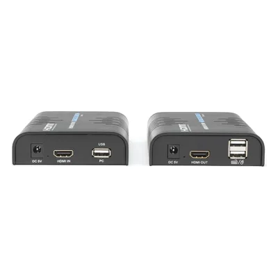 Kit extensor KVM (HDMI y USB) hasta 120 metros / Resolución 1080P @ 60 Hz/ Soporta Cables de red STP y UTP CAT5/5E/6 / HDMI 1.3 / HDCP 1.2 / PCM / Transmite el Video, Mouse, Teclado y Controla tu DVR