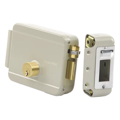 Cerradura Eléctrica / 12 VCA 2.5 A / Doble Cerrojo / Activación por Pulso 2 s / Exterior / Derecha / 129 x 103 x 38 mm