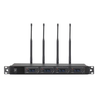 Receptor UHF / 4 Canales Independientes / 100 Frecuencias / Rango 700-900 MHz / Pantalla LCD