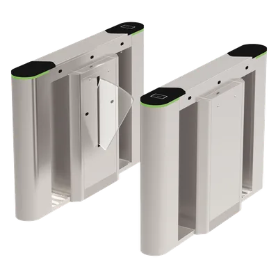 Puerta de cortesía tipo FLAP bidireccional / 30 personas por minuto / Apertura en 1 segundo / Acero inoxidable / Indicadores LED / Alarma por acceso denegado