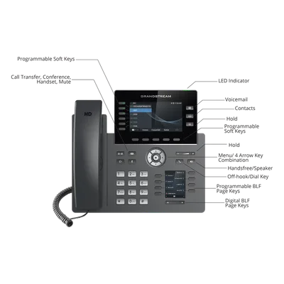 Teléfono IP / 6 Líneas SIP / Wi-Fi 5 Dual Band / Bluetooth 5.0 / Pantalla 4.3" / 48 Teclas MPK / PoE / Audio HD Opus