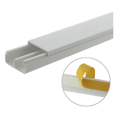 Canaleta PVC / 20 x 10 mm / División Interna / 1.83 m (6 ft) / Auto-extinguible / Cinta Adhesiva / NOM-001-SEDE