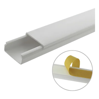 Canaleta de PVC / 20 x 10 mm / 1.83 m (6 ft) / Sin División / Autoextinguible / Adhesiva / Anti-UV