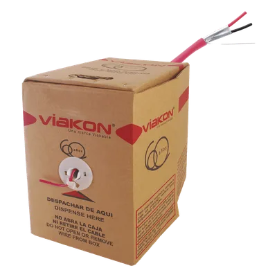 Bobina de Cable para Alarma de Incendio / 2 x 18 AWG / 305 m (1000 ft) / Blindado / FPLR / Rojo