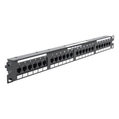 Panel de Parcheo de Impacto / Categoría 6A / 24 Puertos / 1UR / 1-500 MHz / 10GBASE-T